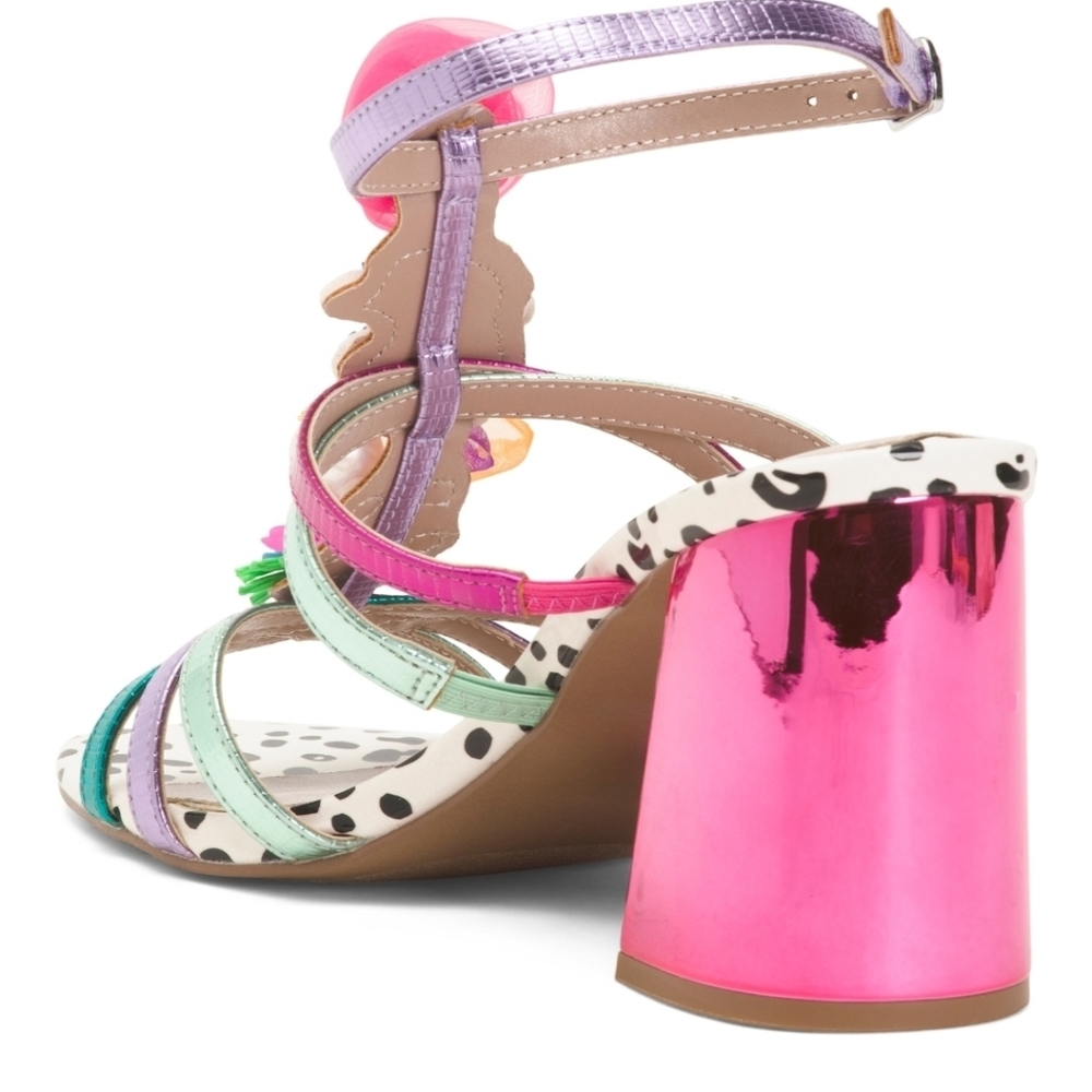 🩷🔹️Betsey Johnson🔹️ Pink Multi AZALLIA Embellished Heels Size 8.5 - Picture 3 of 4